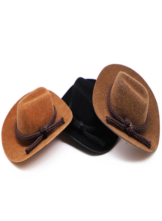 RillyRellow Dollhouse Cowboy Hat, Miniature Cowboy Hat, 1:12 Scale Miniature Soft Cowboy, Mini Hat, American Old West Hat, for Dollhouse Craft Supplies (2PCS) (Light Brown) - Image 4